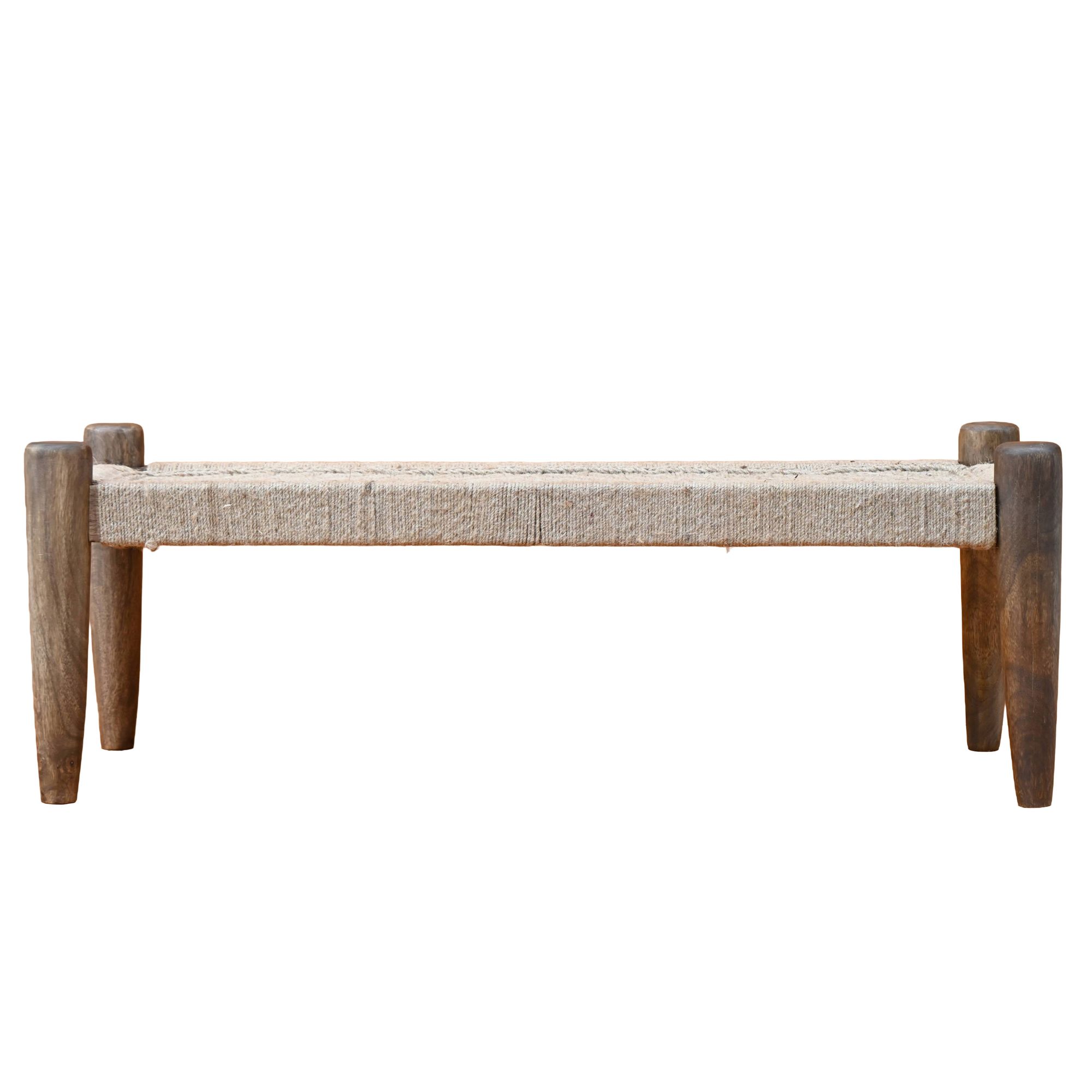 Sitzbank 120cm Jute Flurbank Massivholz Holzbank Bettbank Schlafzimmer Bank – Ansicht 6