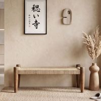 Sitzbank 120cm Jute Flurbank Massivholz Holzbank Bettbank Schlafzimmer Bank – Ansicht 1