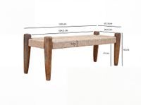 Sitzbank 120cm Jute Flurbank Massivholz Holzbank Bettbank Schlafzimmer Bank – Ansicht 3