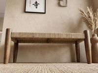 Sitzbank 120cm Jute Flurbank Massivholz Holzbank Bettbank Schlafzimmer Bank – Ansicht 4