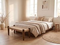Sitzbank 120cm Jute Flurbank Massivholz Holzbank Bettbank Schlafzimmer Bank – Ansicht 5