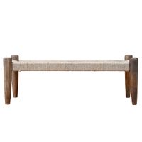 Sitzbank 120cm Jute Flurbank Massivholz Holzbank Bettbank Schlafzimmer Bank – Ansicht 6