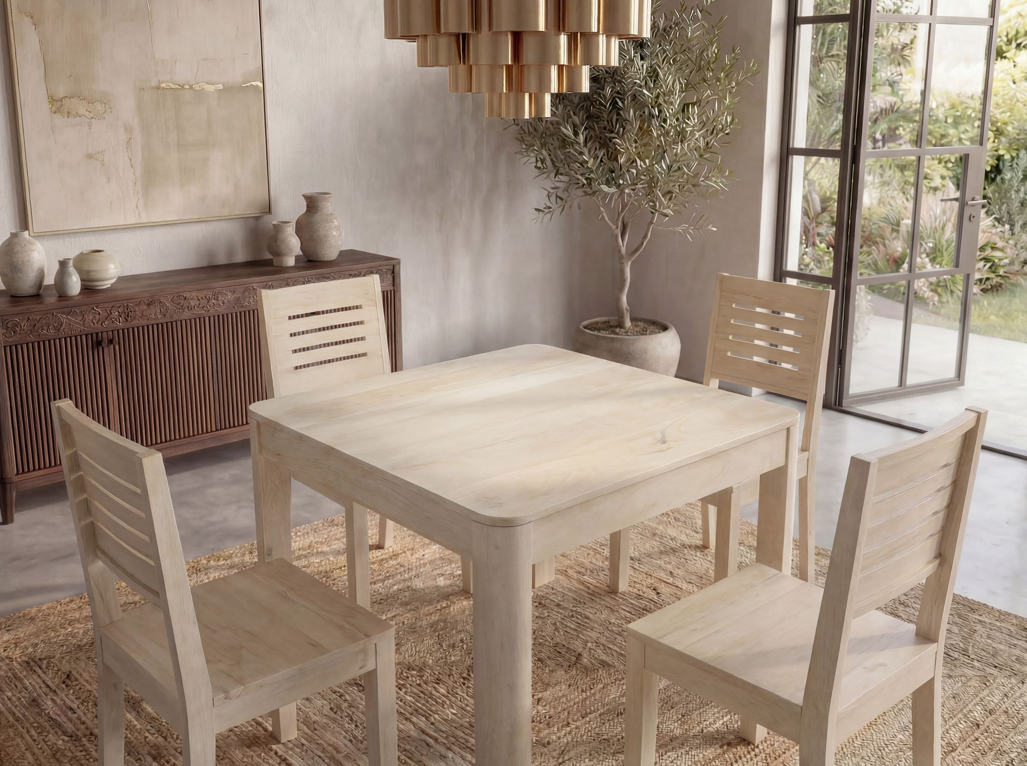 Esstisch Massivholz 80cm Esszimmertisch Bistrotisch Küchentisch 4 Personen Tisch – Ansicht 5