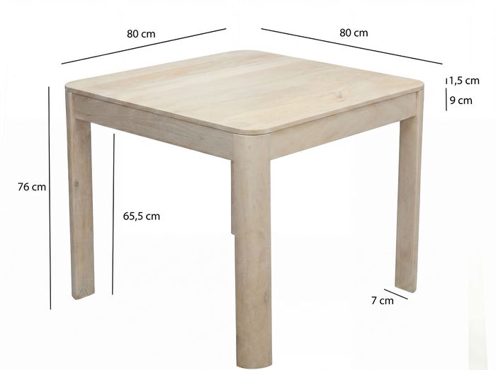 Esstisch Massivholz 80cm Esszimmertisch Bistrotisch Küchentisch 4 Personen Tisch – Maßzeichnung