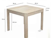 Esstisch Massivholz 80cm Esszimmertisch Bistrotisch Küchentisch 4 Personen Tisch – Ansicht 3