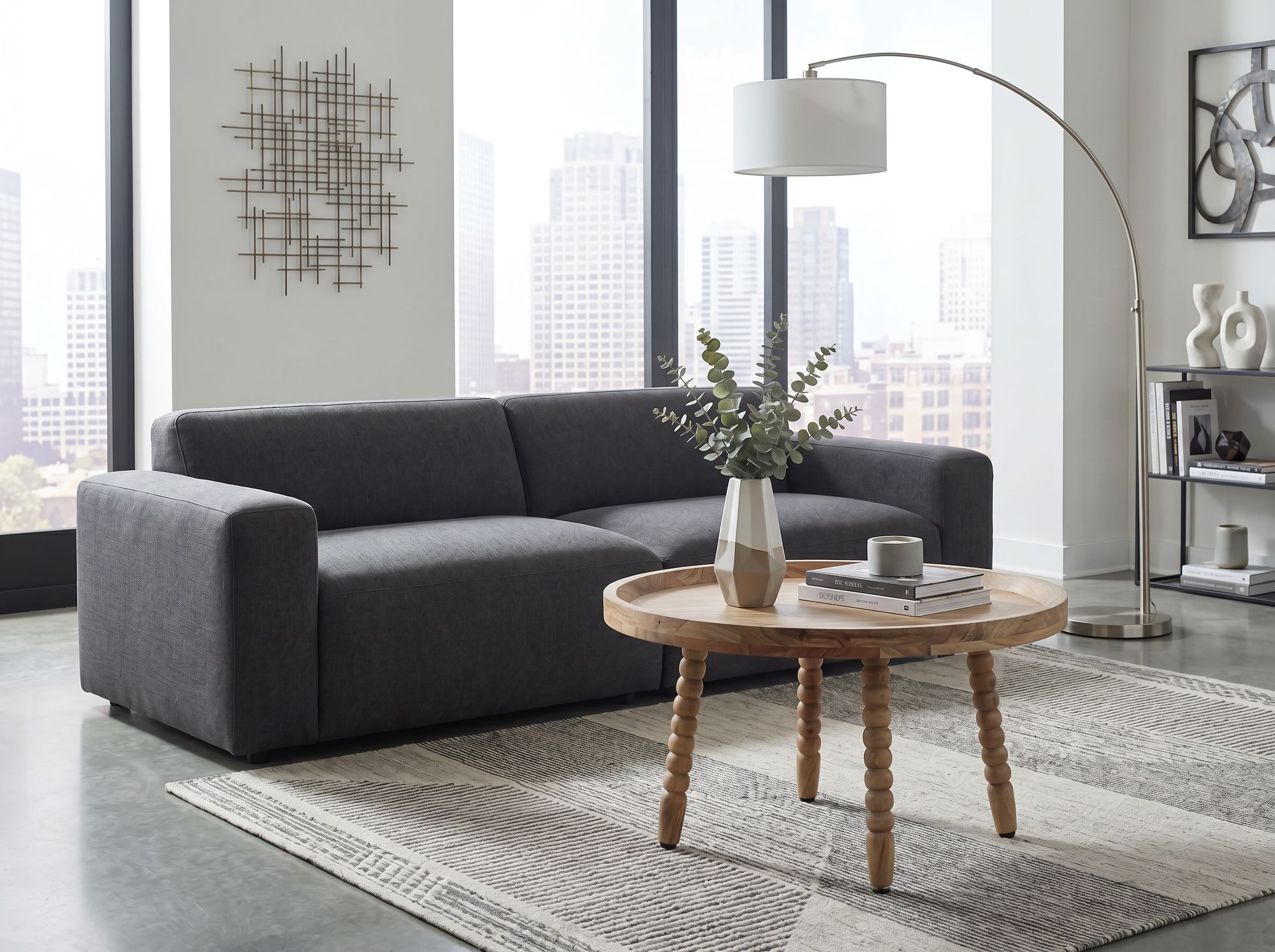 Couchtisch Massivholz Sofatisch 60cm rund Beistelltisch Design Wohnzimmertisch – Ansicht 2