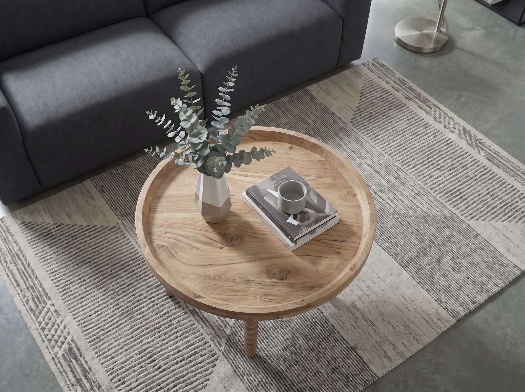 Couchtisch Massivholz Sofatisch 60cm rund Beistelltisch Design Wohnzimmertisch – Ansicht 5
