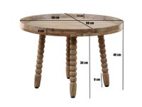 Couchtisch Massivholz Sofatisch 60cm rund Beistelltisch Design Wohnzimmertisch – Ansicht 3