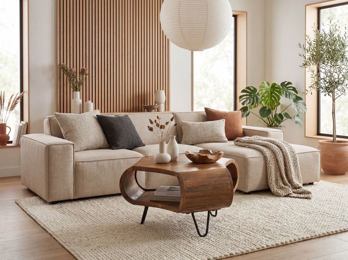 FineBuy Couchtisch Mango Massivholz 60cm Organische Form - Design Wohnzimmertisch mit Stauraum - Sofatisch mit Metallbeine - Beistelltisch mit Ablage Industrial Holz Handmade