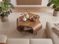 Couchtisch Massivholz 60cm Wohnzimmertisch mit Stauraum Sofatisch Beistelltisch – Ansicht 4