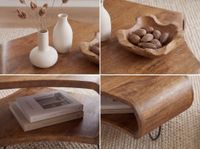 Couchtisch Massivholz 60cm Wohnzimmertisch mit Stauraum Sofatisch Beistelltisch – Ansicht 5