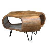 Couchtisch Massivholz 60cm Wohnzimmertisch mit Stauraum Sofatisch Beistelltisch – Ansicht 6
