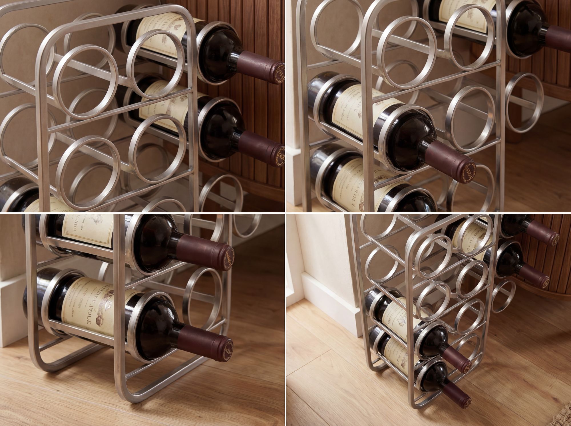 Weinregal Metall 47cm Silber Flaschenregal 11 Flaschen Weinständer Modern – Ansicht 5