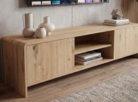 TV Board Lowboard Fernsehschrank Eiche Dekor 155cm TV Schrank 2 Türen Ablage – Ansicht 5