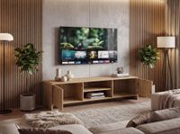 TV Board Lowboard Fernsehschrank Eiche Dekor 155cm TV Schrank 2 Türen Ablage – Ansicht 2