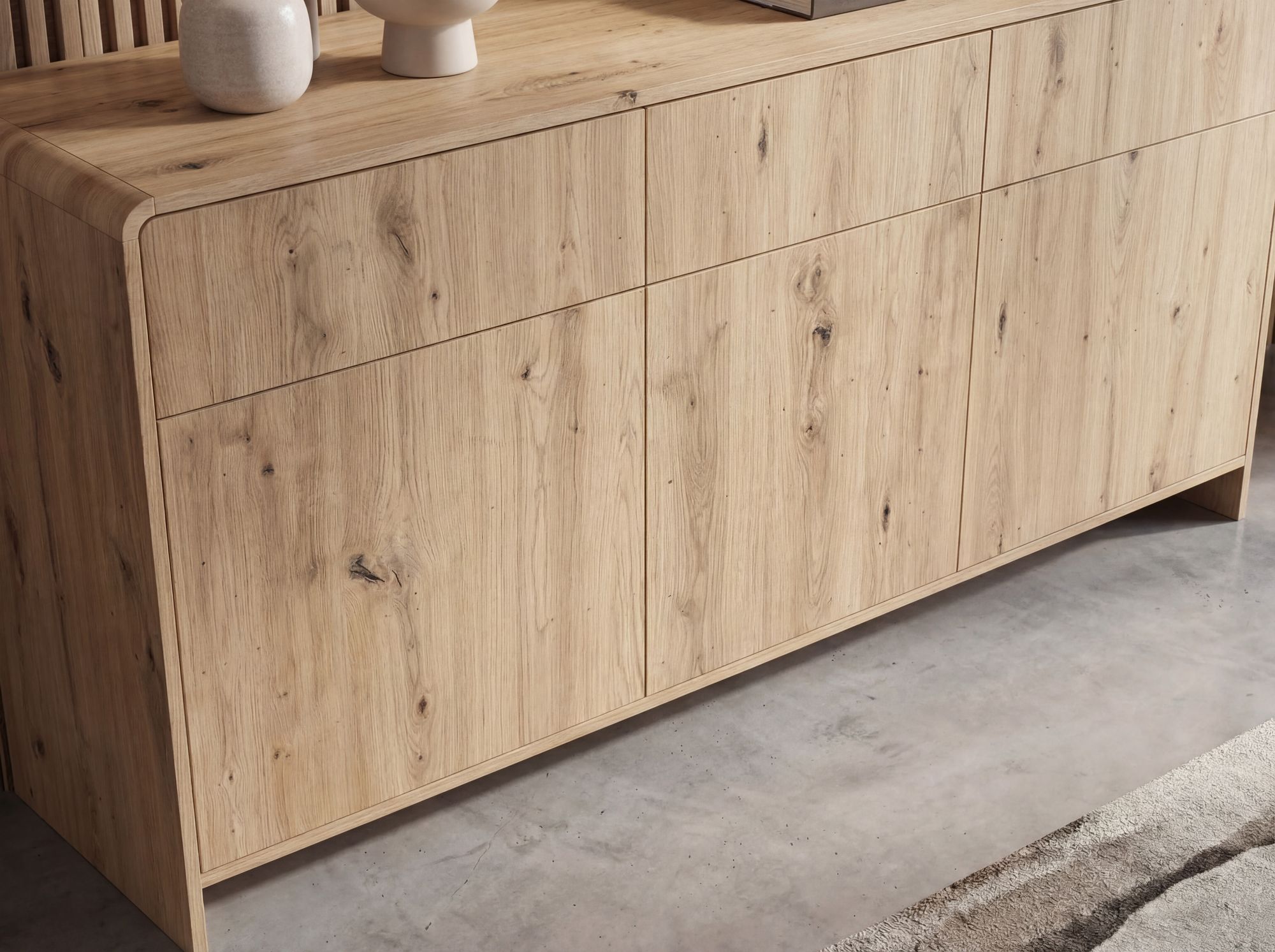 Sideboard Eiche Dekor 155cm Kommode Anrichte Standschrank mit Türen Schubladen – Ansicht 5