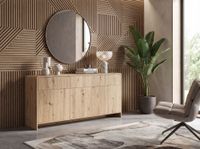 Sideboard Eiche Dekor 155cm Kommode Anrichte Standschrank mit Türen Schubladen – Ansicht 2
