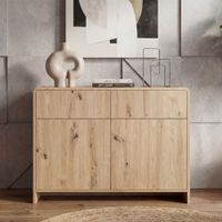 Sideboard Eiche Dekor 88cm Kommode Anrichte Standschrank mit Türen Schubladen – Ansicht 1