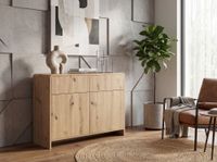 Sideboard Eiche Dekor 88cm Kommode Anrichte Standschrank mit Türen Schubladen – Ansicht 2