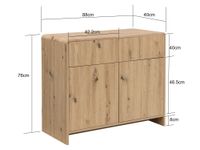 Sideboard Eiche Dekor 88cm Kommode Anrichte Standschrank mit Türen Schubladen – Ansicht 3