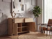 Sideboard Eiche Dekor 88cm Kommode Anrichte Standschrank mit Türen Schubladen – Ansicht 4
