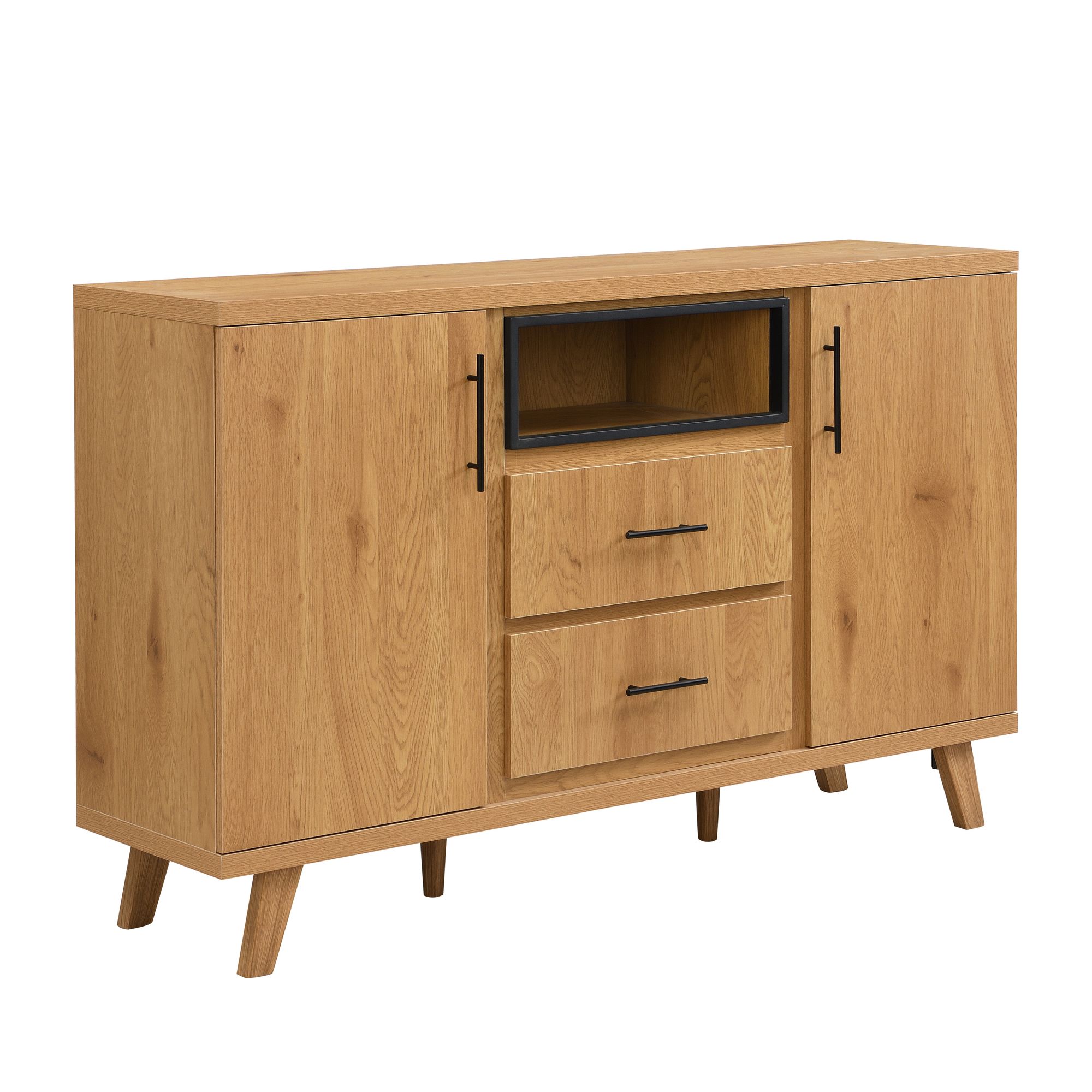 Sideboard Eiche Dekor 150cm Kommode Anrichte Standschrank mit Türen Schubladen – Ansicht 6