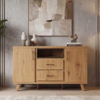 Sideboard Eiche Dekor 150cm Kommode Anrichte Standschrank mit Türen Schubladen – Ansicht 1