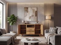 Sideboard Eiche Dekor 150cm Kommode Anrichte Standschrank mit Türen Schubladen – Ansicht 4