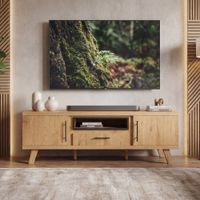 TV Board Lowboard Fernsehschrank Eiche Dekor 150cm TV Schrank Türen Schublade – Ansicht 1