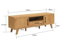 TV Board Lowboard Fernsehschrank Eiche Dekor 150cm TV Schrank Türen Schublade – Ansicht 3