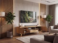 TV Board Lowboard Fernsehschrank Eiche Dekor 150cm TV Schrank Türen Schublade – Ansicht 4