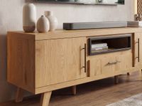 TV Board Lowboard Fernsehschrank Eiche Dekor 150cm TV Schrank Türen Schublade – Ansicht 5