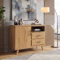 Sideboard Eiche Dekor 116cm Kommode Anrichte Standschrank mit Tür 2 Schubladen – Ansicht 1