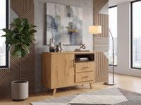 Sideboard Eiche Dekor 116cm Kommode Anrichte Standschrank mit Tür 2 Schubladen – Ansicht 2