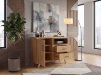 Sideboard Eiche Dekor 116cm Kommode Anrichte Standschrank mit Tür 2 Schubladen – Ansicht 4