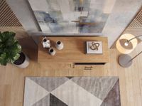 Sideboard Eiche Dekor 116cm Kommode Anrichte Standschrank mit Tür 2 Schubladen – Ansicht 5