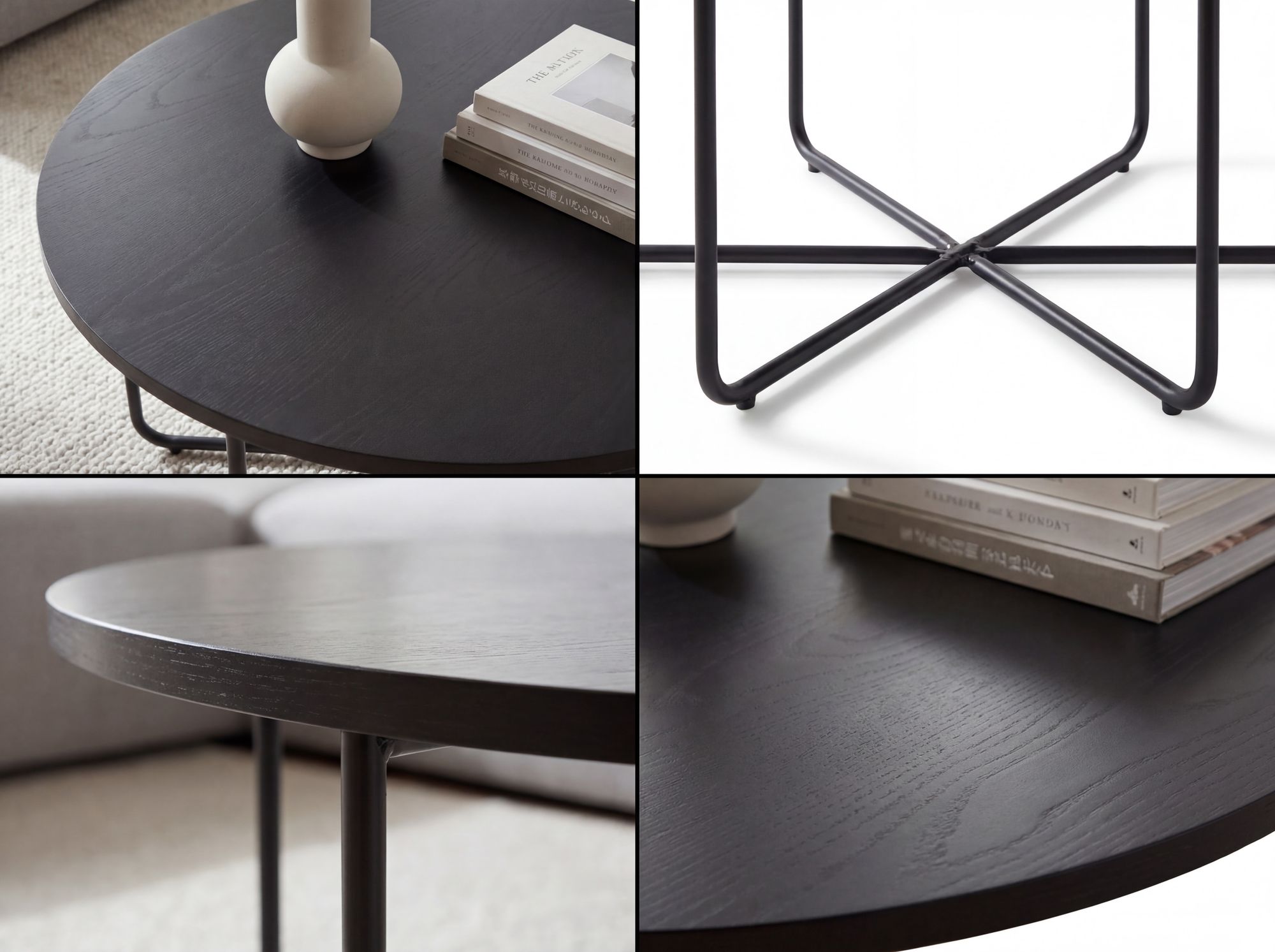 Couchtisch 80cm Rund Schwarz Sofatisch Wohnzimmertisch Beistelltisch Modern – Ansicht 4