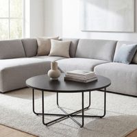Couchtisch 80cm Rund Schwarz Sofatisch Wohnzimmertisch Beistelltisch Modern – Ansicht 1
