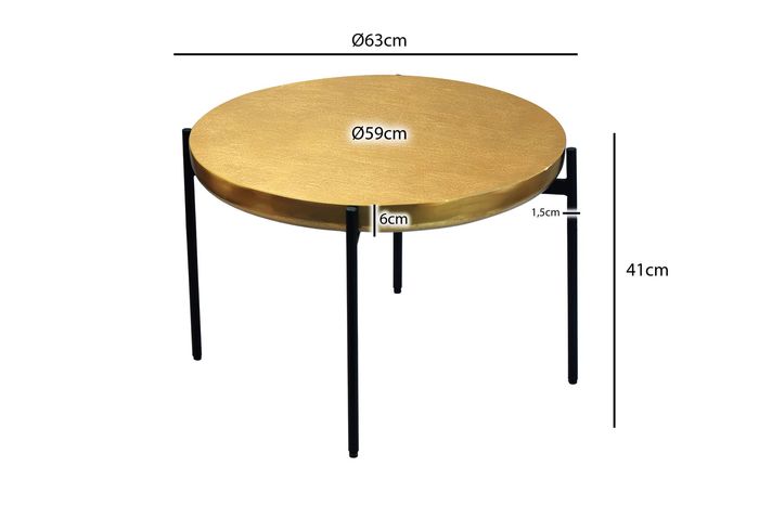 Couchtisch 63cm Aluminium Sofatisch Alu Orientalisch Metall Beistelltisch Rund – Maßzeichnung