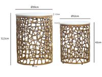 2er Set Couchtisch gold Marmor rund Wohnzimmertisch Beistelltisch Satztisch Alu – Ansicht 3