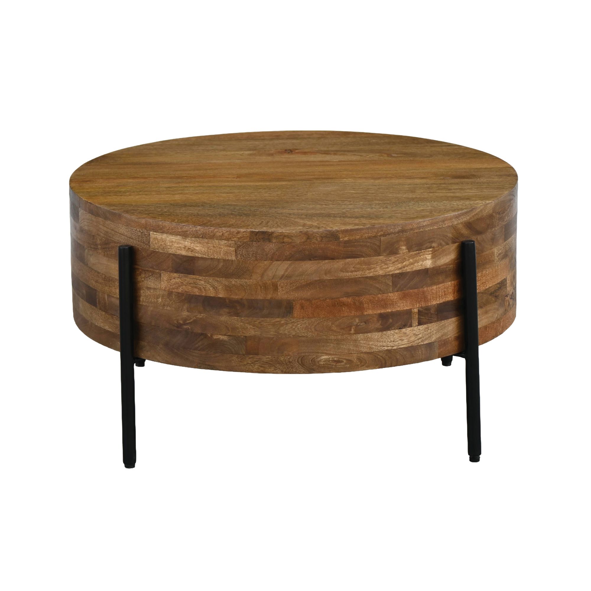Couchtisch 70cm Mango Massivholz Rund Sofatisch Wohnzimmertisch Beistelltisch – Ansicht 6