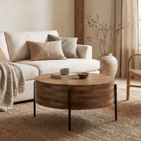 Couchtisch 70cm Mango Massivholz Rund Sofatisch Wohnzimmertisch Beistelltisch – Ansicht 1