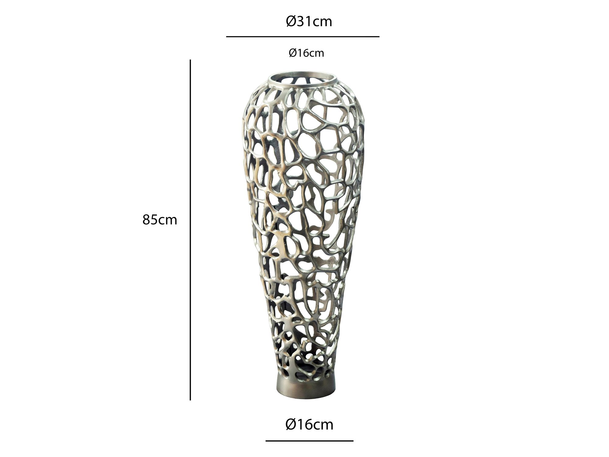 Vase Aluminium Silber Blumenvase Bodenvase Wohndeko Groß Rund Dekovase Handmade – Ansicht 3