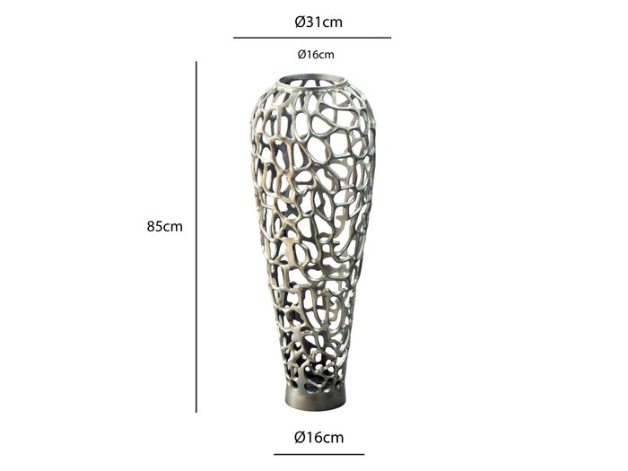 Vase Aluminium Silber Blumenvase Bodenvase Wohndeko Groß Rund Dekovase Handmade – Maßzeichnung
