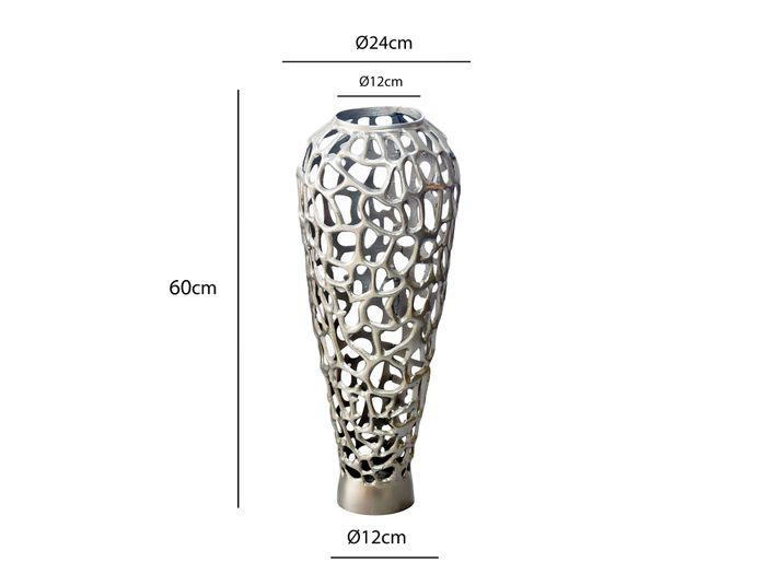 Vase Aluminium Silber Blumenvase Bodenvase Wohndeko Groß Rund Dekovase Handmade – Maßzeichnung