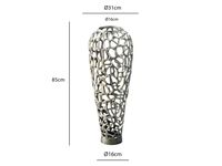 Vase Aluminium Silber Blumenvase Bodenvase Wohndeko Groß Rund Dekovase Handmade – Ansicht 3