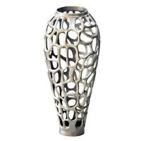 Vase Aluminium Silber Blumenvase Bodenvase Wohndeko Groß Rund Dekovase Handmade – Ansicht 6