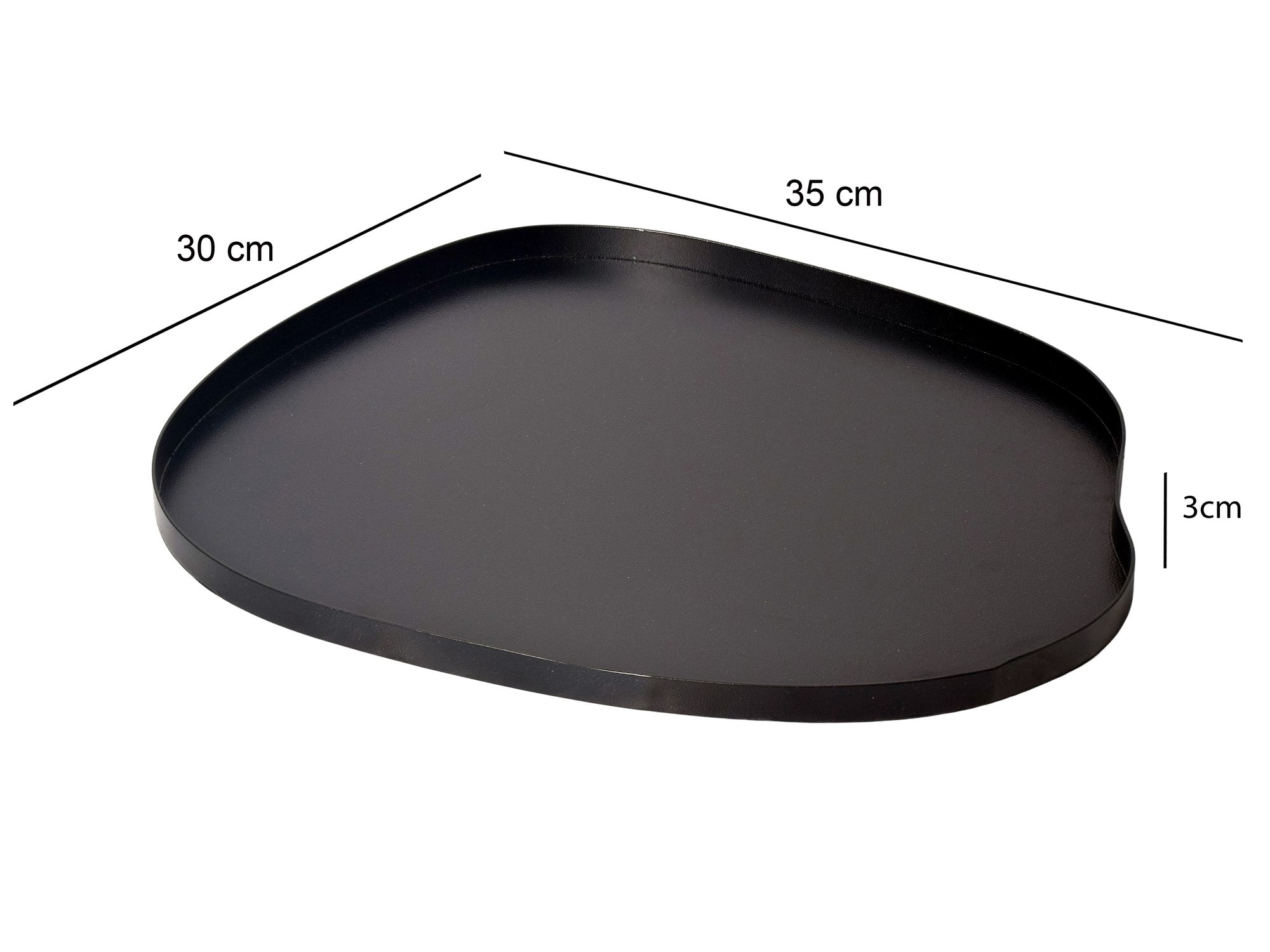 Dekotablett Metall 35cm Schwarz Dekoteller Tablett Organisch Handmade – Ansicht 3
