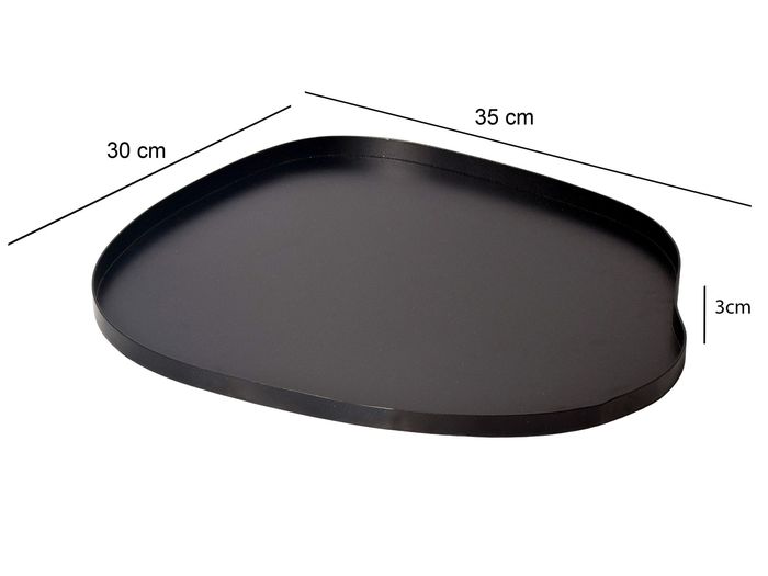 Dekotablett Metall 35cm Schwarz Dekoteller Tablett Organisch Handmade – Maßzeichnung