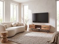 TV Board Lowboard Fernsehschrank Akazie Massivholz 160cm Fernsehtisch mit Türen – Ansicht 8